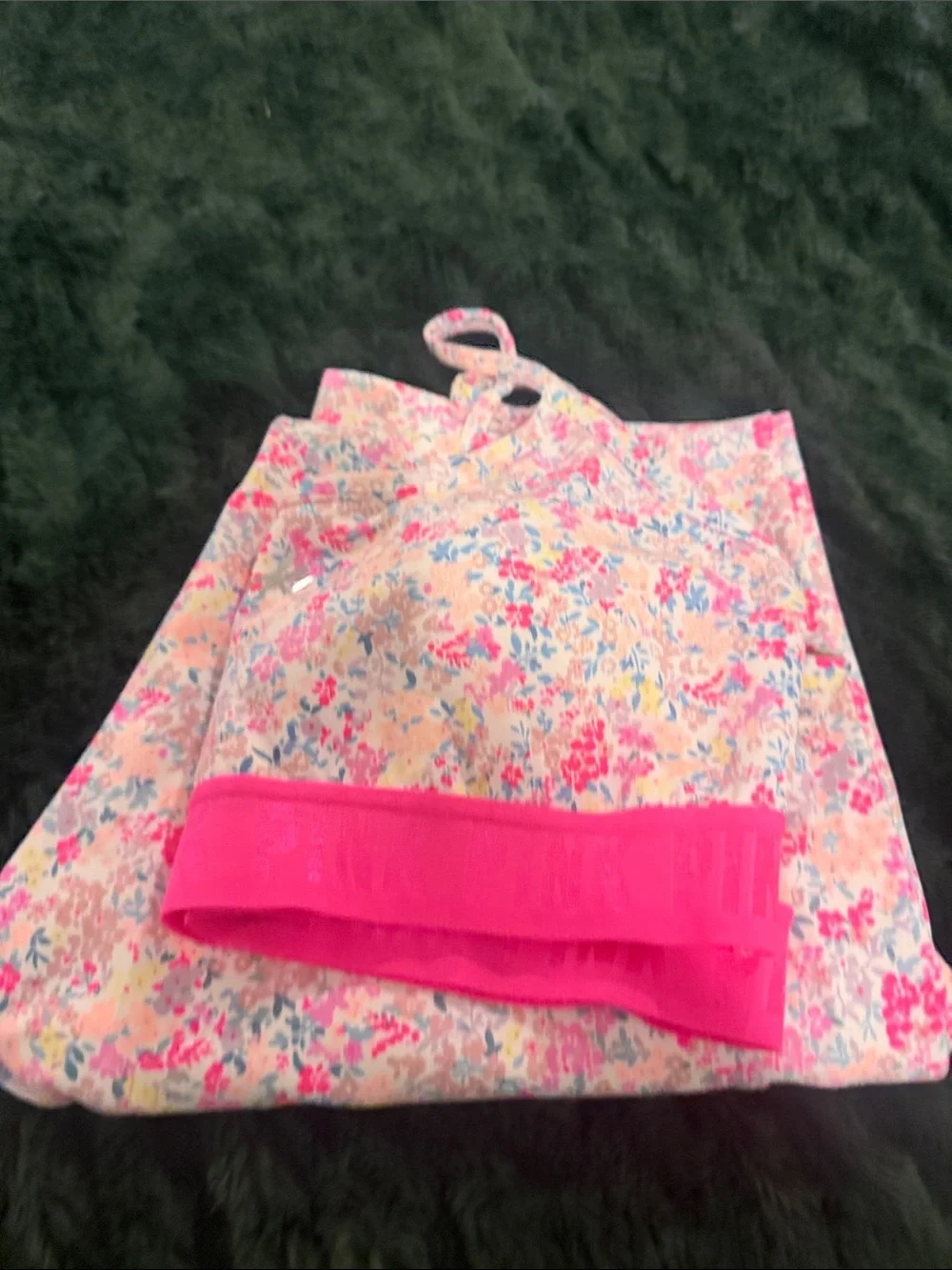 PINK Victoria's Secret Pink Floral Bralette & Legging Set